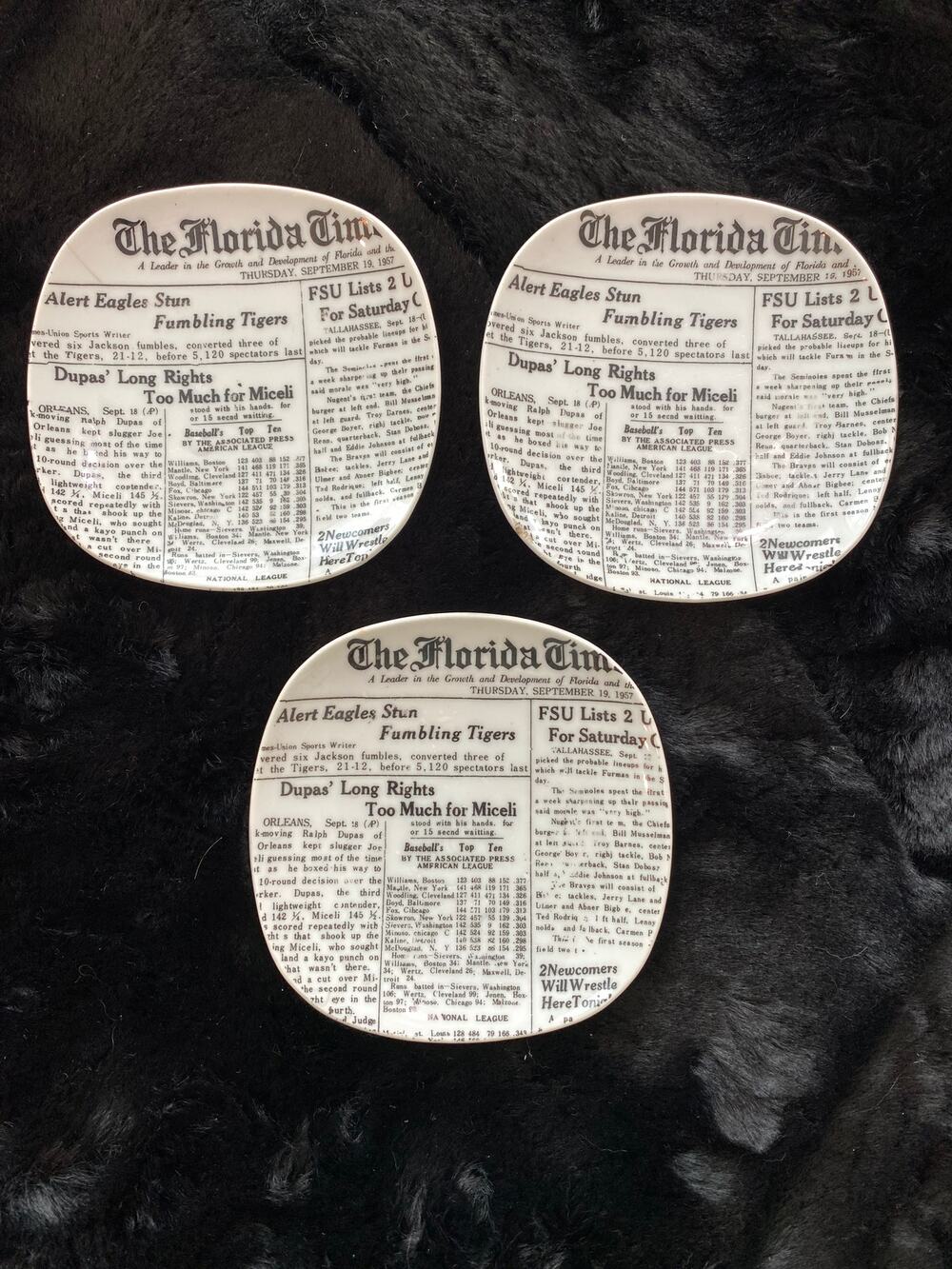Vintage "The Florida Times" coasters, made in Japan, set of 3